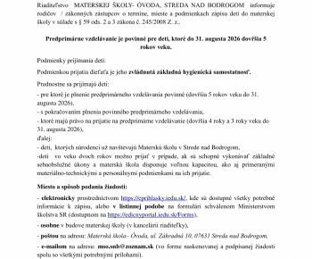 Aktuality / Zápis - Beiratkozás 2026 - foto