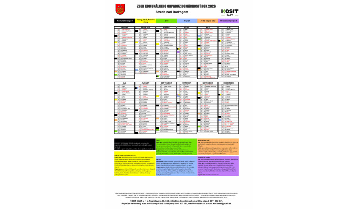 Zber komunálneho odpadu z domácností rok 2026