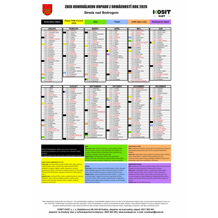 Zber komunálneho odpadu z domácností rok 2026